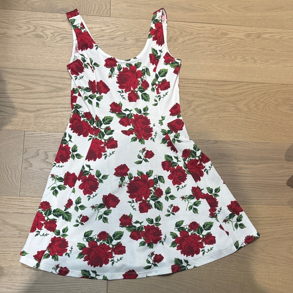 Floral Kids Casual Dress - Red and White